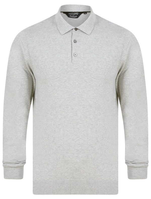 Dollard Jersey Cotton Long Sleeve Polo Shirt in Light Silver Marl - Kensington Eastside