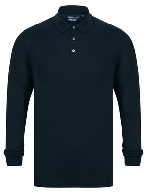 Dollard Jersey Cotton Long Sleeve Polo Shirt in Black - Kensington Eastside