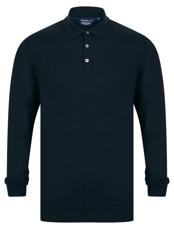 Dollard Jersey Cotton Long Sleeve Polo Shirt in Black - Kensington Eastside