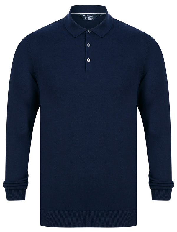 Dollard Jersey Cotton Long Sleeve Polo Shirt in Ink - Kensington Eastside
