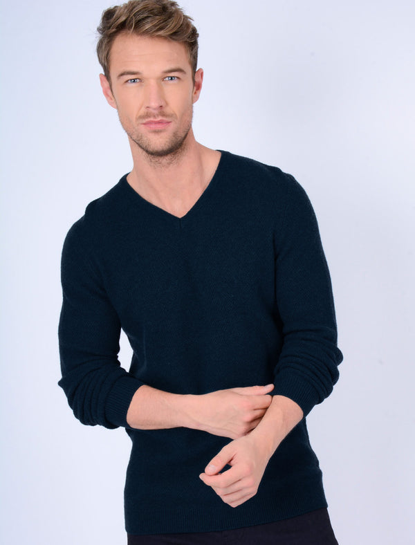 Hawes V Neck Lambswool Rich Knitted Jumper in Dark Navy - Tokyo Laundry