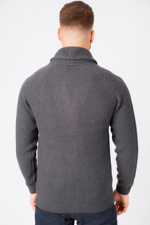 Hatton Wool Blend Shawl Neck Cardigan In Charcoal - Tokyo Laundry