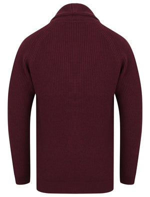 Totnes Soft Knit Shawl Neck Cardigan in Claret - Tokyo Laundry