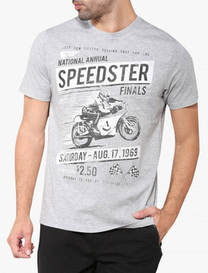 Speedster Motif Cotton T-Shirt In Light Grey Marl - South Shore