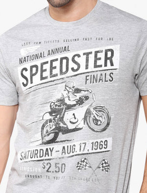 Speedster Motif Cotton T-Shirt In Light Grey Marl - South Shore