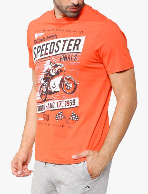 Speedster Motif Cotton T-Shirt In Paprika - South Shore