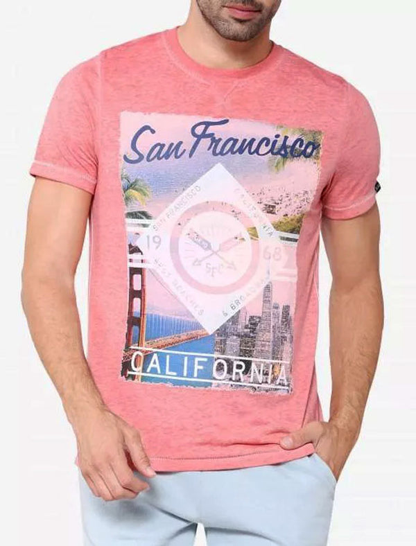 Baywood Motif Burnout T-Shirt In Faded Rose - Tokyo Laundry