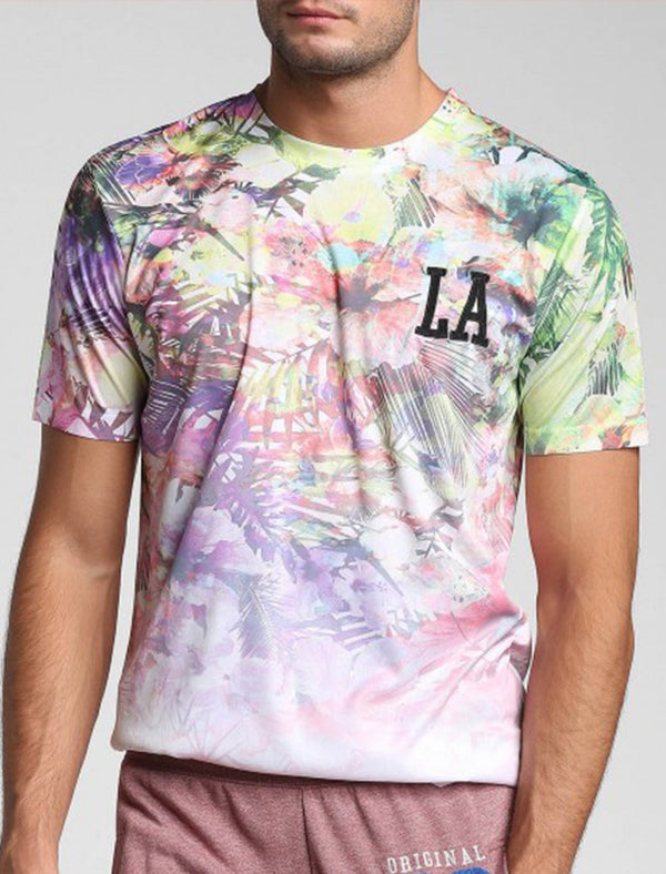 Vibrant Flower Print Crew Neck T-Shirt In Optic White - Tokyo Laundry