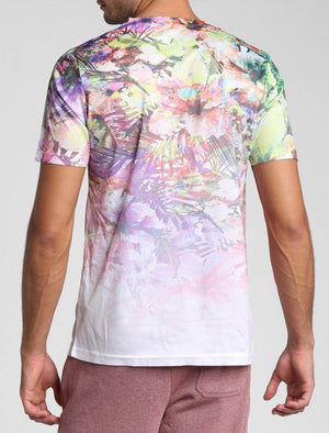 Vibrant Flower Print Crew Neck T-Shirt In Optic White - Tokyo Laundry