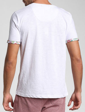 Raft Cotton Slub T-Shirt with Printed Pocket In Optic White - Tokyo Laundry