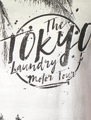 Motor Tour Motif Cotton Slub T-Shirt In Tender Yellow - Tokyo Laundry