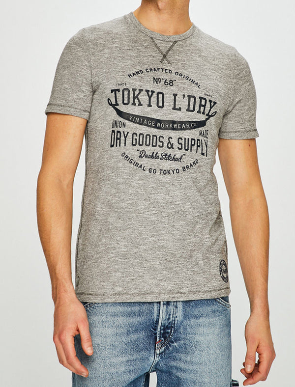 Woodcutter Grindle Cotton Jersey T-Shirt In Charcoal / Ivory - Tokyo Laundry