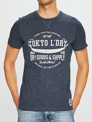 Woodcutter Grindle Cotton Jersey T-Shirt In Gray Blue / Black - Tokyo Laundry