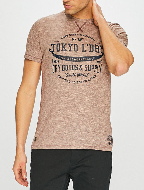 Woodcutter Grindle Cotton Jersey T-Shirt In Windsor Wine / Egg Shell - Tokyo Laundry