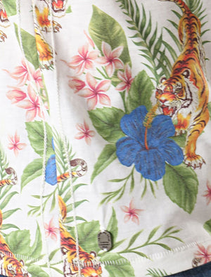 Honolulu Tiger Palm Printed Slub T-Shirt In Marshmallow White - Tokyo Laundry