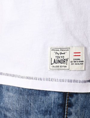 Rookie Crew Neck Cotton T-Shirt In Bright White - Tokyo Laundry