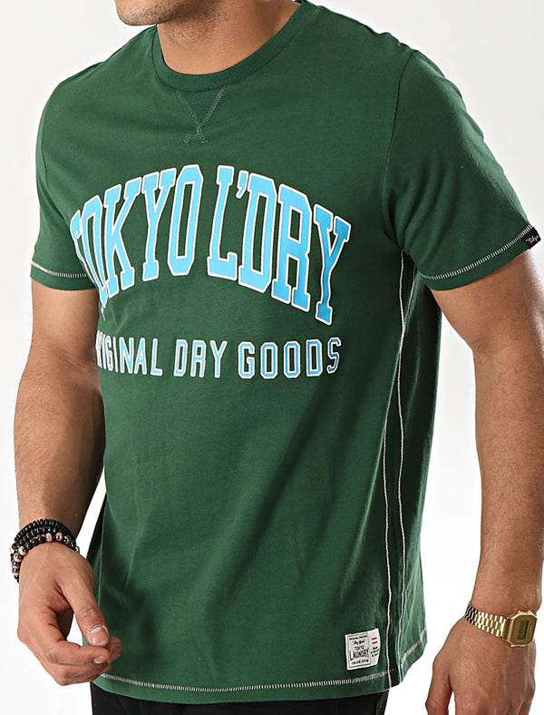Rookie Short Sleeve Cotton T-Shirt In Dark Green - Tokyo Laundry