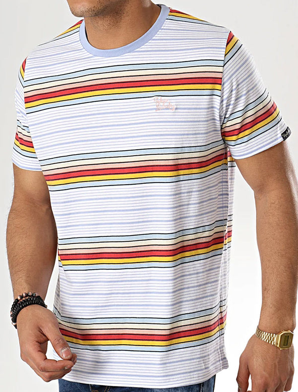 Lowell Striped Cotton T-Shirt In Bright White - Tokyo Laundry