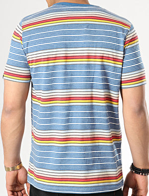 Lowell Striped Cotton T-Shirt In Cornflower Blue Marl - Tokyo Laundry