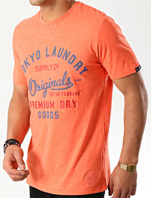 Breakstone 2 Motif Print Cotton Slub T-Shirt In Emberglow Orange - Tokyo Laundry