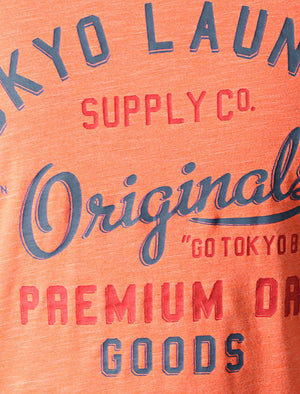 Breakstone 2 Motif Print Cotton Slub T-Shirt In Emberglow Orange - Tokyo Laundry