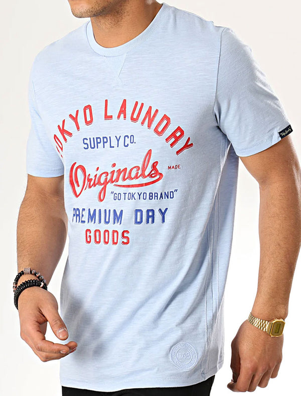 Breakstone 2 Motif Print Cotton Slub T-Shirt In Kentucky Blue - Tokyo Laundry