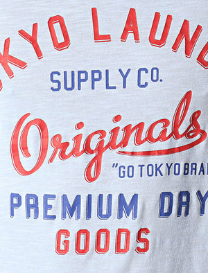 Breakstone 2 Motif Print Cotton Slub T-Shirt In Kentucky Blue - Tokyo Laundry