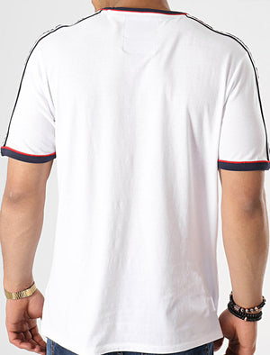 Huson Cotton T-Shirt with Tape Detail Sleeves in Bright White - Tokyo Laundry