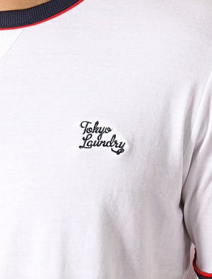 Huson Cotton T-Shirt with Tape Detail Sleeves in Bright White - Tokyo Laundry