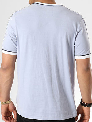 Huson Cotton T-Shirt with Tape Detail Sleeves in Kentucky Blue - Tokyo Laundry