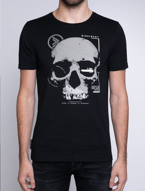 Scan Skull Motif Cotton Jersey T-Shirt In Jet Black - Dissident