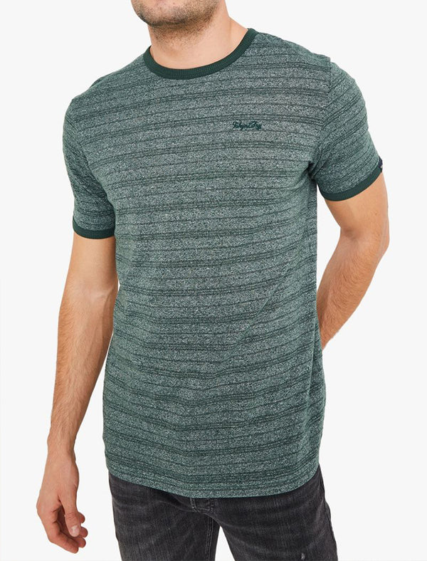 Winkworth Textured Grindle Stripe T-Shirt in Jungle Green - Tokyo Laundry