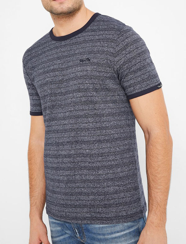 Winkworth Textured Grindle Stripe T-Shirt in Mood Indigo - Tokyo Laundry