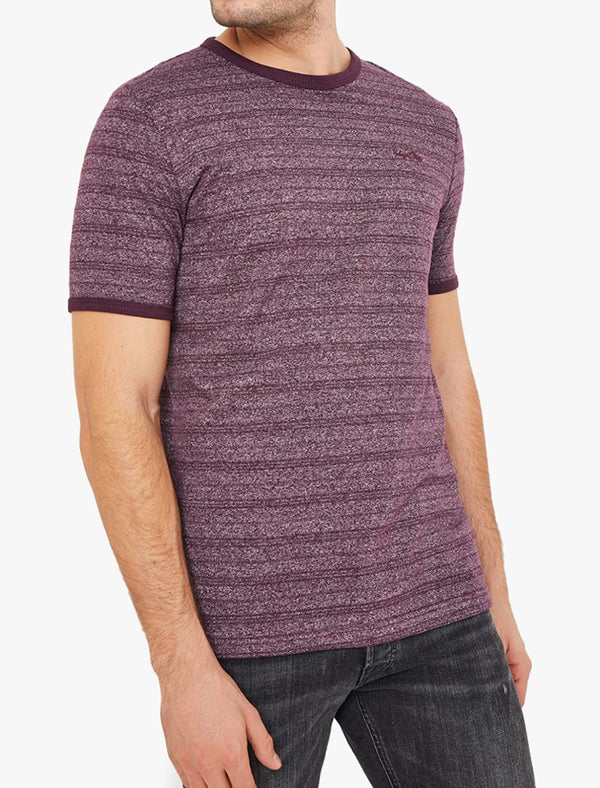 Winkworth Textured Grindle Stripe T-Shirt in Plum Perfect - Tokyo Laundry