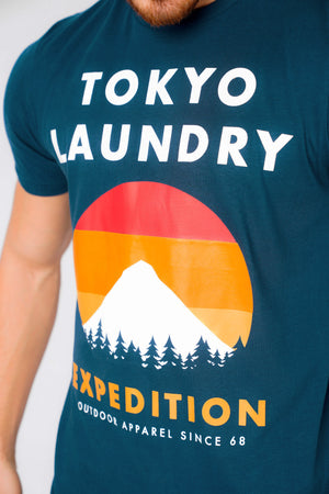 Platfield Motif Cotton Jersey T-Shirt In Gibralter Sea - Tokyo Laundry