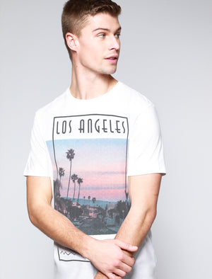 LA Summer Vibes Motif Cotton Jersey T-Shirt in Optic White - South Shore