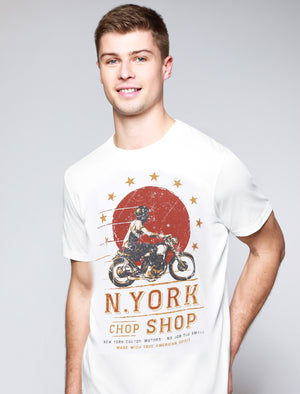 New York Chop Shop Motif Cotton Jersey T-Shirt in Snow White - South Shore