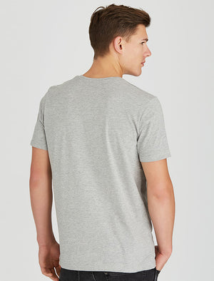 Thunderbolt Motif Cotton Jersey T-Shirt in Light Grey Marl - South Shore