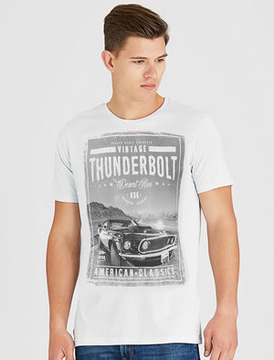 Thunderbolt Motif Cotton Jersey T-Shirt in Optic White - South Shore