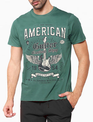 Guitar Custom Motif Cotton Jersey T-Shirt in Mallard Green - South Shore