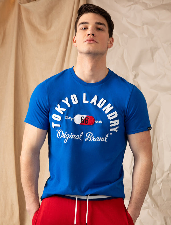 Ticaboo Applique Motif Cotton Jersey T-Shirt In Jet Blue - Tokyo Laundry