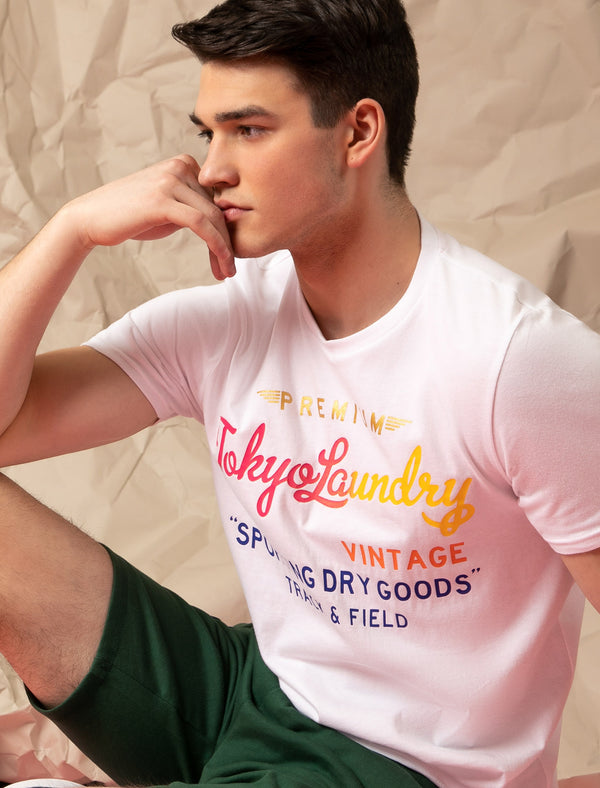 Candyshop Ombre Motif Cotton Jersey T-Shirt In Bright White - Tokyo Laundry
