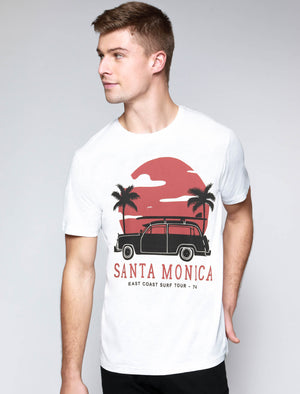 Santa Monica Motif Cotton Jersey T-Shirt in Snow White - South Shore