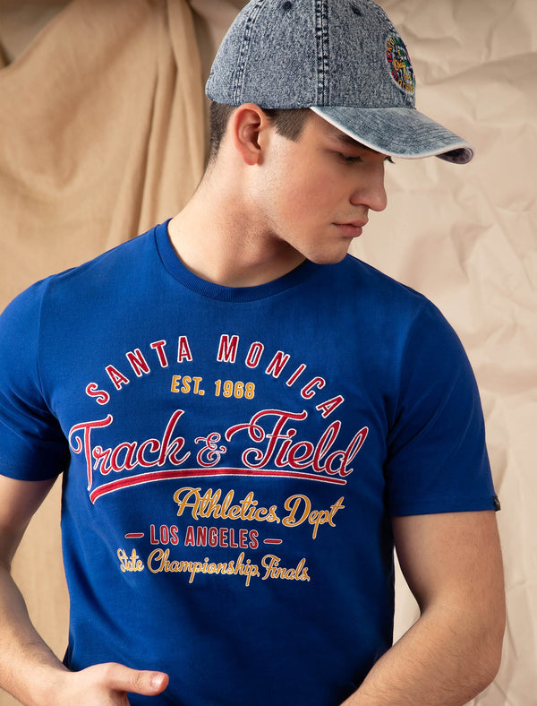 Santa Monica Applique Motif Cotton Jersey T-Shirt In Sea Surf Blue - Tokyo Laundry