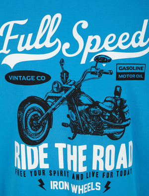 Full Speed Motif Cotton Jersey T-Shirt in Blithe Blue - South Shore