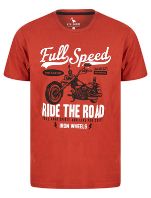 Full Speed Motif Cotton Jersey T-Shirt in Bossa Nova Rust - South Shore