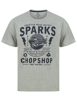 Sparks Motif Cotton Jersey T-Shirt in Light Grey Marl - South Shore