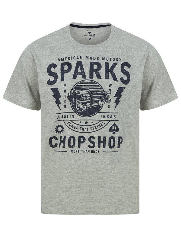Sparks Motif Cotton Jersey T-Shirt in Light Grey Marl - South Shore