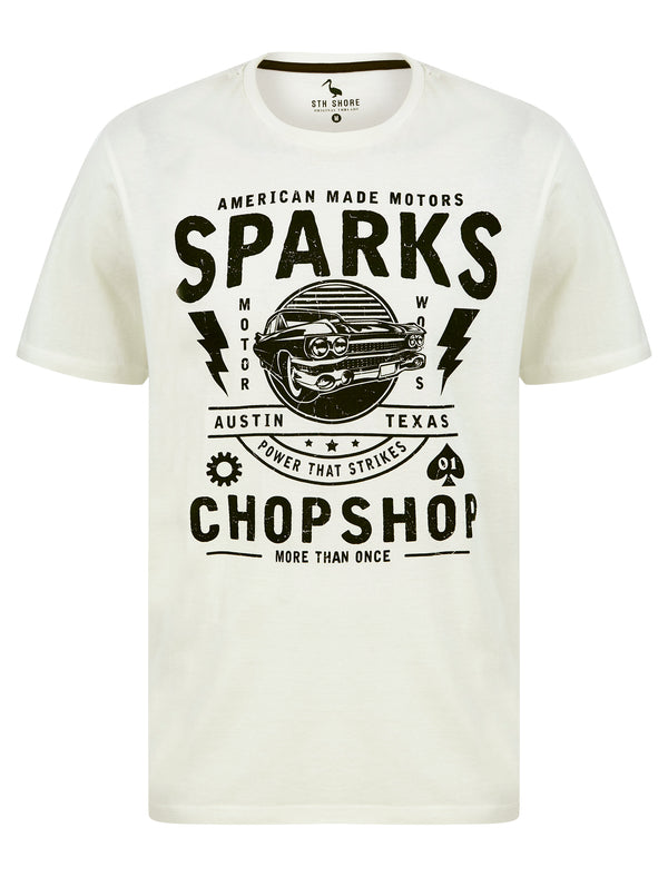 Sparks Motif Cotton Jersey T-Shirt in Snow White - South Shore