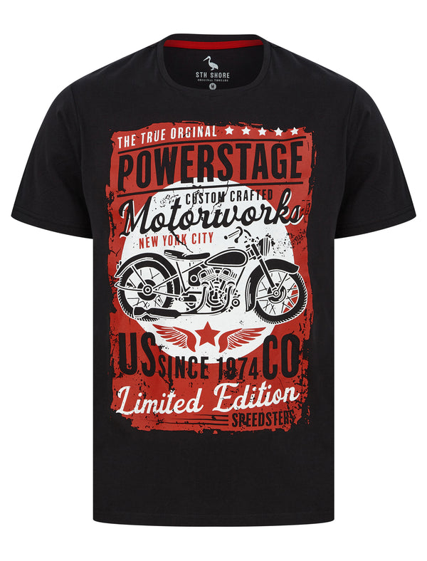 Powerstage Motif Cotton Jersey T-Shirt in Jet Black - South Shore